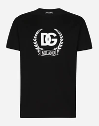 Short-sleeved cotton T-shirt with DG print