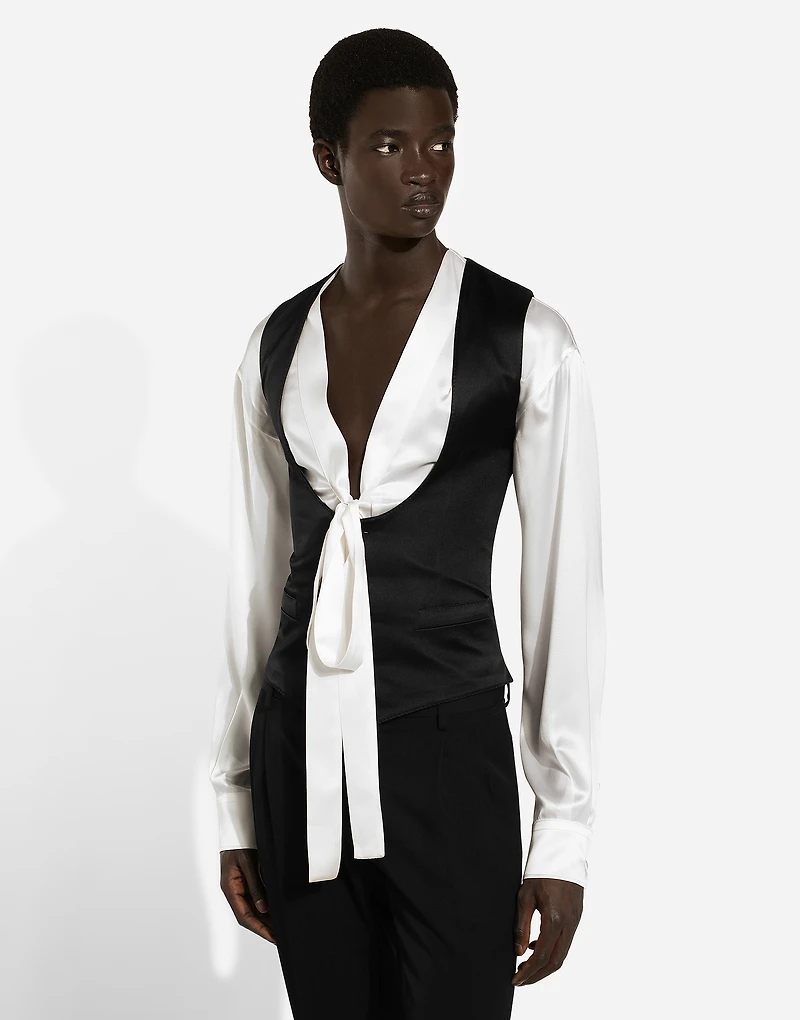 Single-breasted silk vest