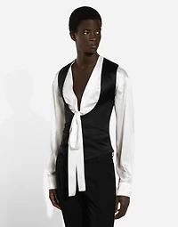 Single-breasted silk vest