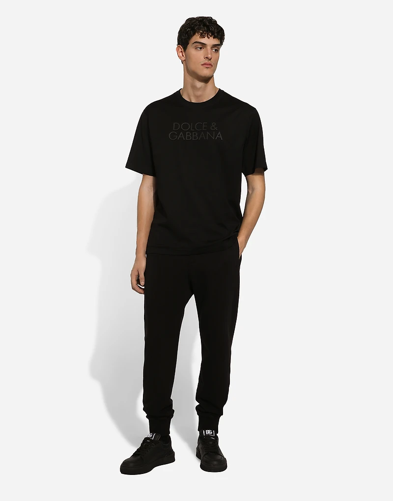 Cotton T-shirt with logo embroidery