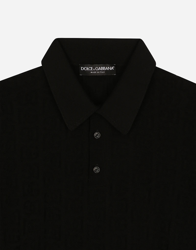 Silk jacquard polo-shirt with DG logo