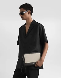 Salt&pepper calfskin atene clutch bag