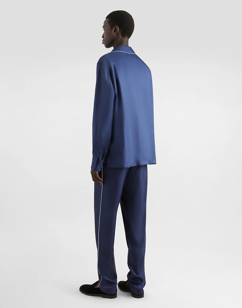 Silk shirt with DG logo-embroidered patch