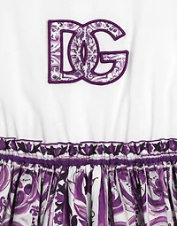 Majolica-print short-sleeved dress