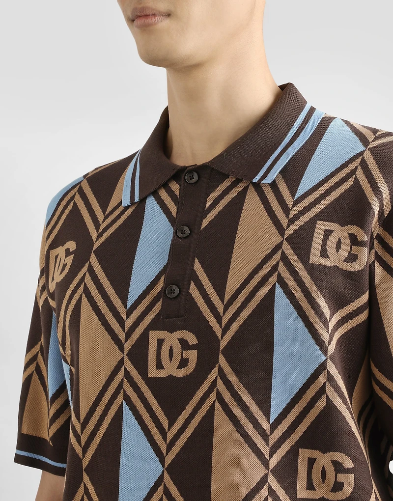 Cotton-jacquard piqué polo shirt
