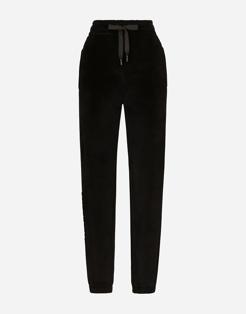 Chenille jogging pants with Dolce&Gabbana embroidery
