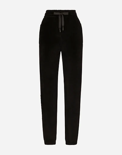 Chenille jogging pants with Dolce&Gabbana embroidery