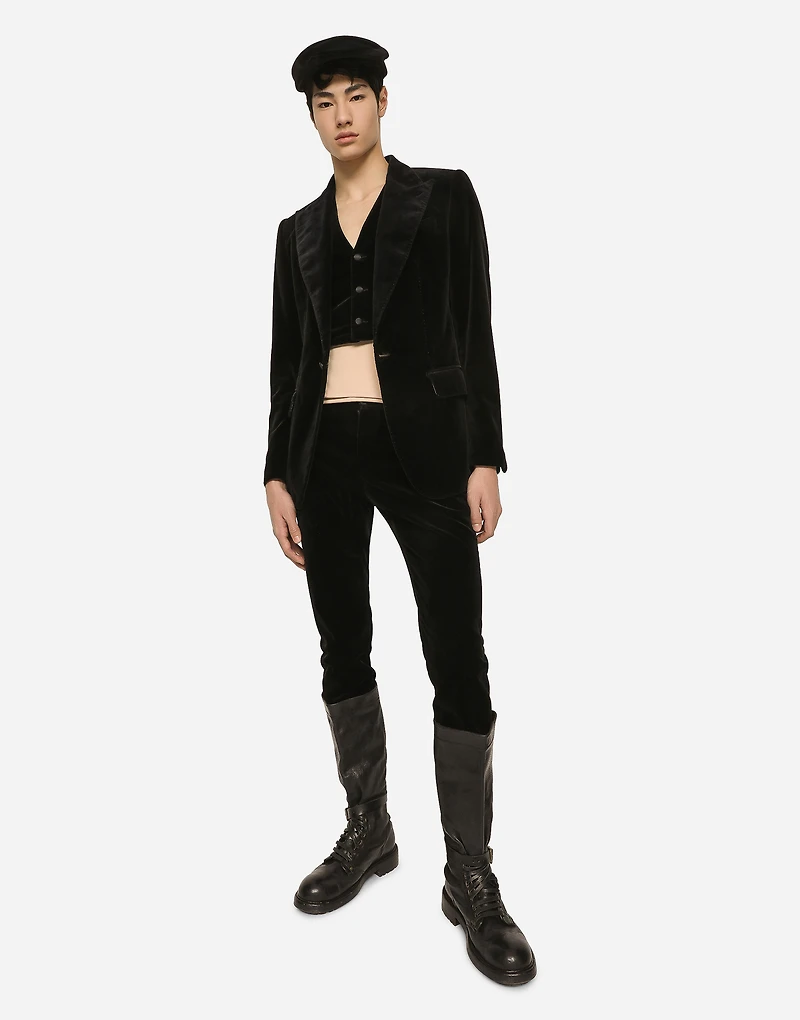 Single-breasted smooth velvet suit