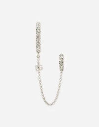 Single rhinestone-detailed Creole earring with chain accent