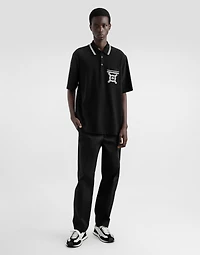 Cotton polo-shirt with bandanna-print details