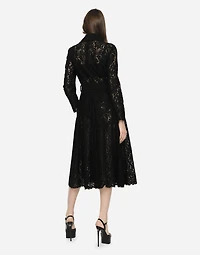 Cordonetto lace and crepe coat with belt