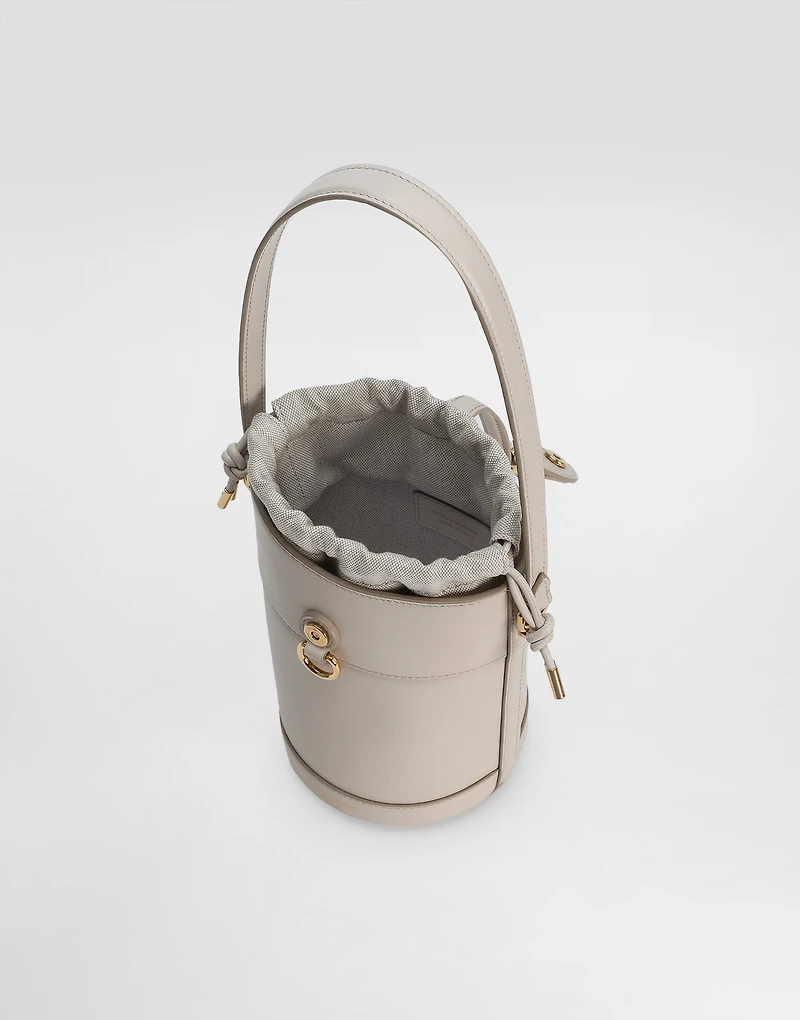 Capri bucket bag in calfskin and canvas