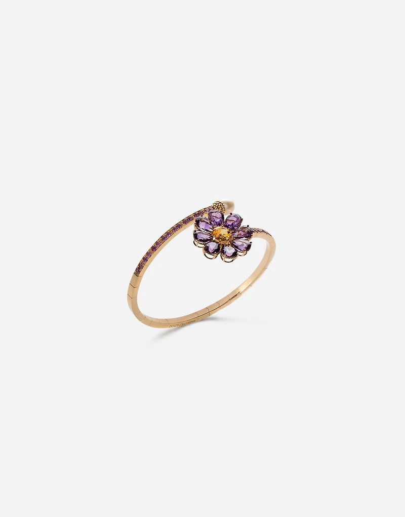 Spring Bracelet 18-carat yellow gold, amethysts, and citrine