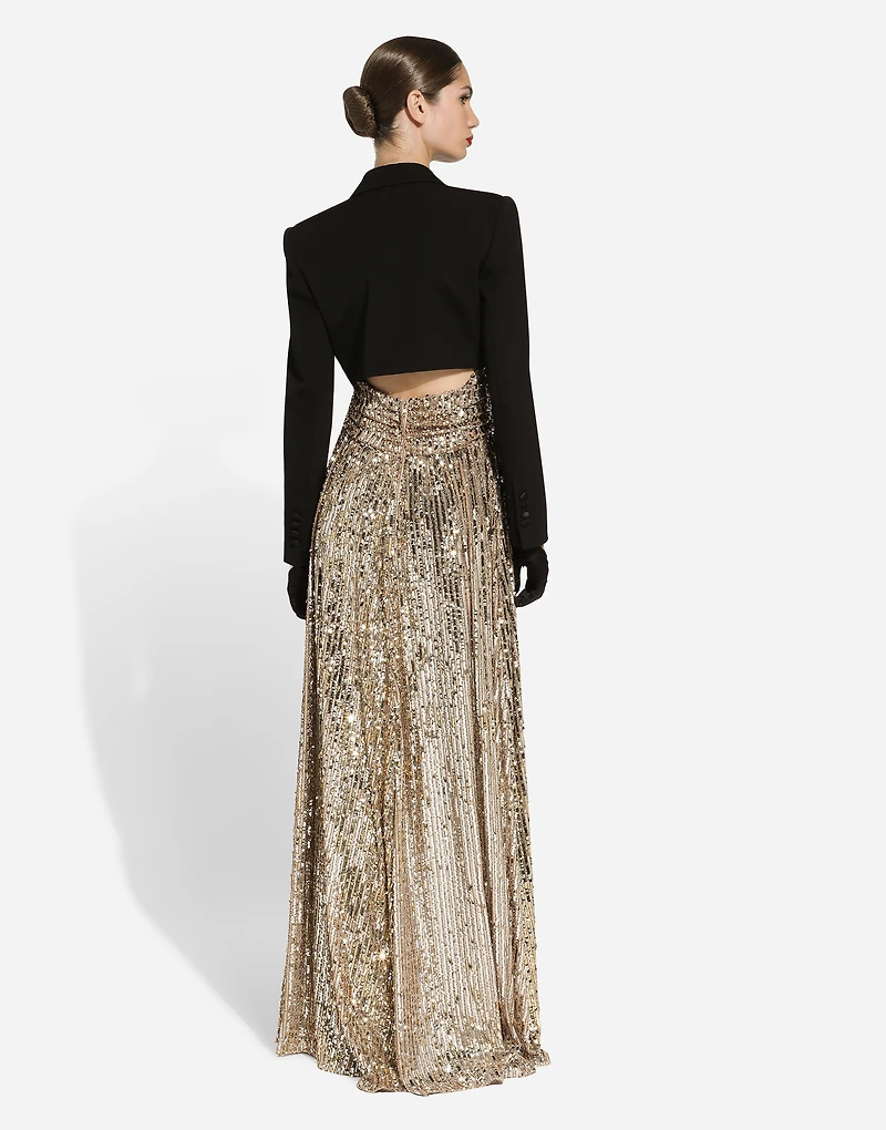 Long sequined dress with slit