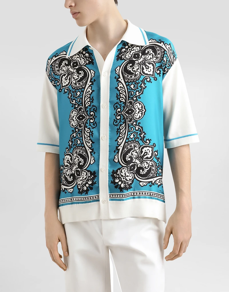 Silk and cotton shirt with bandanna print