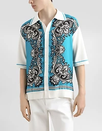 Silk and cotton shirt with bandanna print