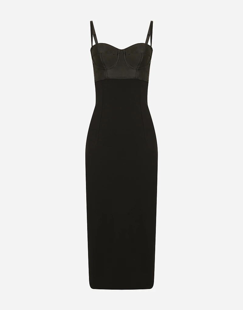 Jersey and satin calf-length dress