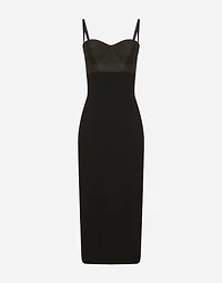 Jersey and satin calf-length dress