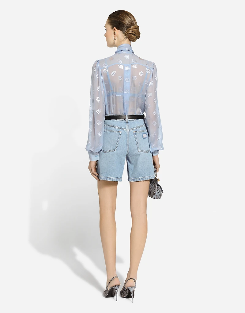 Dévoré silk shirt with DG logo