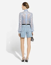 Dévoré silk shirt with DG logo