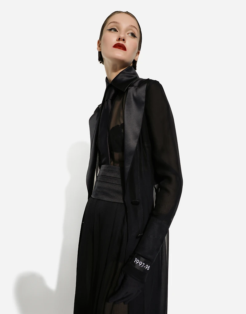 Silk chiffon wide-leg pants