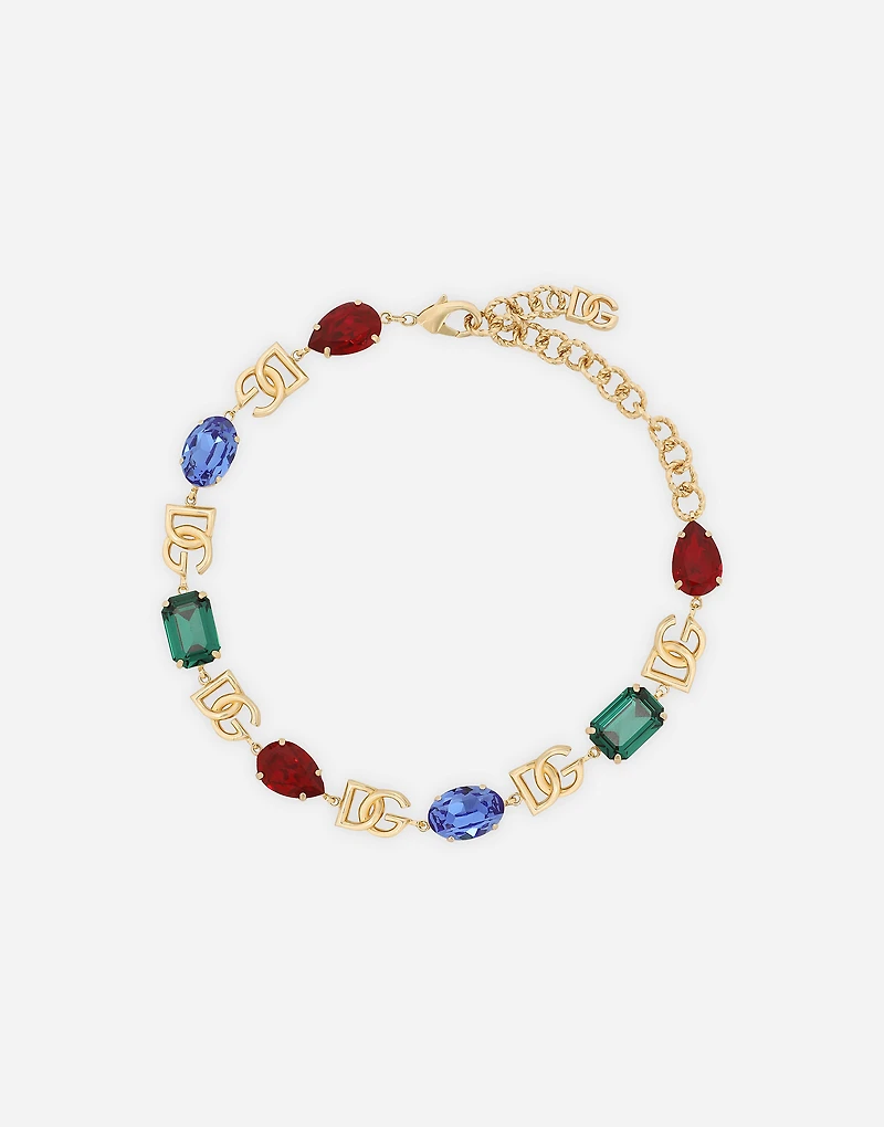 Choker with DG logo and multi-colored crystals