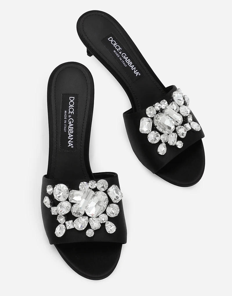 Satin mules with embroidery