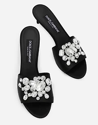 Satin mules with embroidery