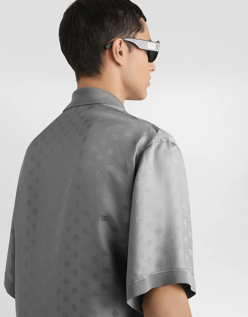 Silk jacquard polo shirt with DG logo