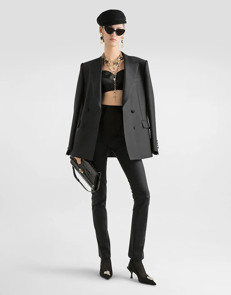 Double-breasted jacket faille