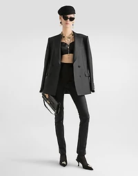 Double-breasted jacket faille
