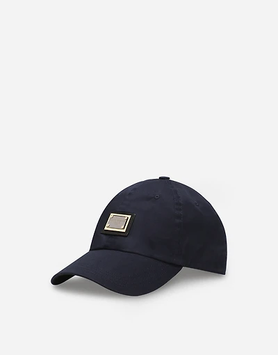 Cotton baseball cap with logo tag