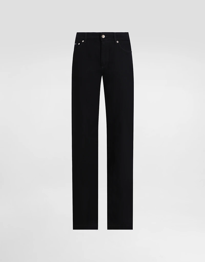 Loose denim jeans with pressed pleat