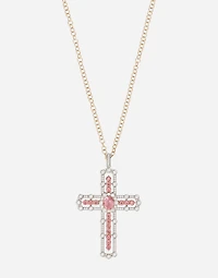 Cross Pendant 18-carat rose and yellow gold with tourmalines and diamonds