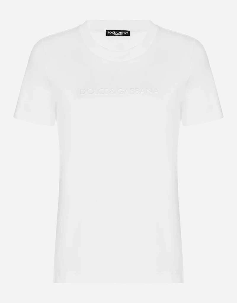 Jersey T-shirt with flocked Dolce&Gabbana detail