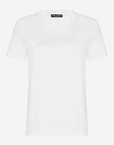 Jersey T-shirt with flocked Dolce&Gabbana detail