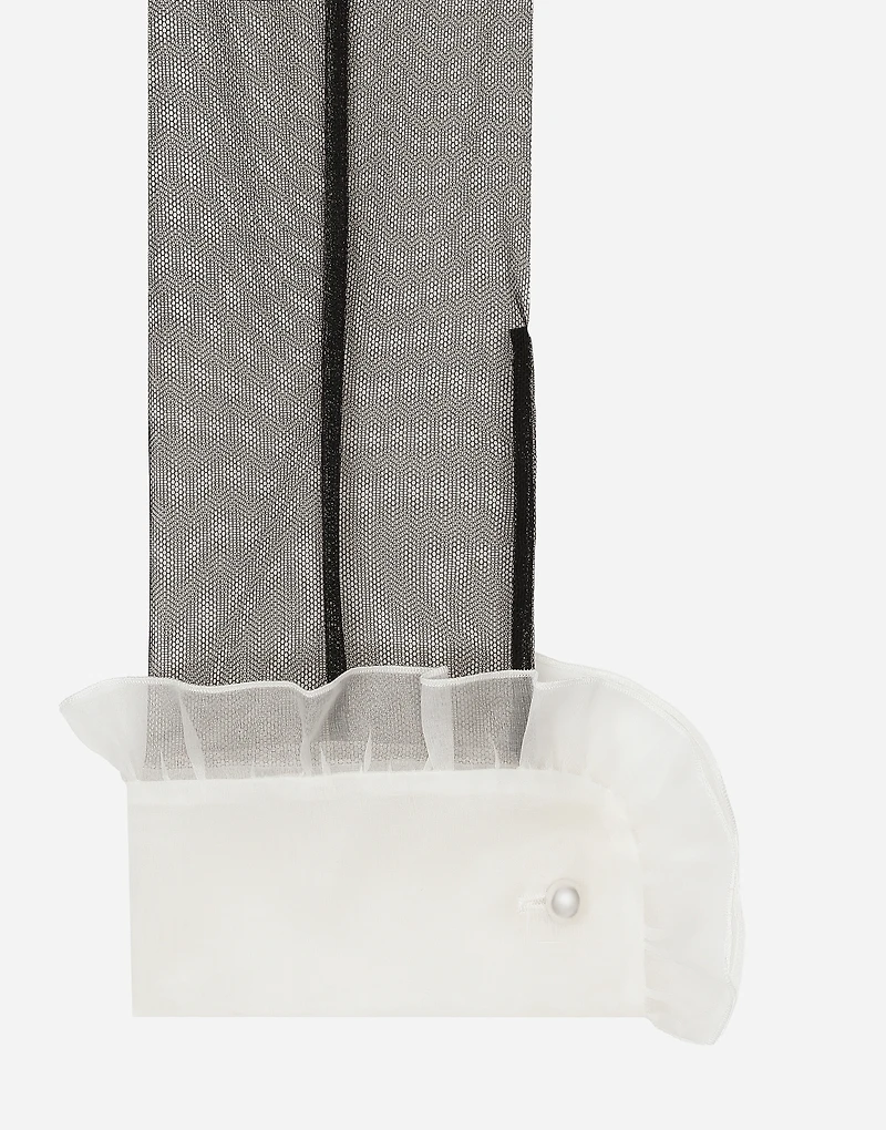 Tulle calf-length dress with organza shirt front