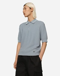 Stretch cotton polo-shirt with DG hardware