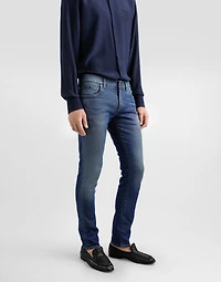 Skinny stretch cotton jeans with logo embroidery