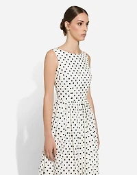 Cotton calf-length circle dress with polka-dot print