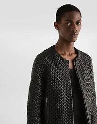 Woven nappa leather jacket