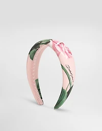 Rose-print poplin headband