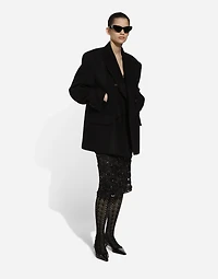 Lace calf-length skirt with all-over sequins