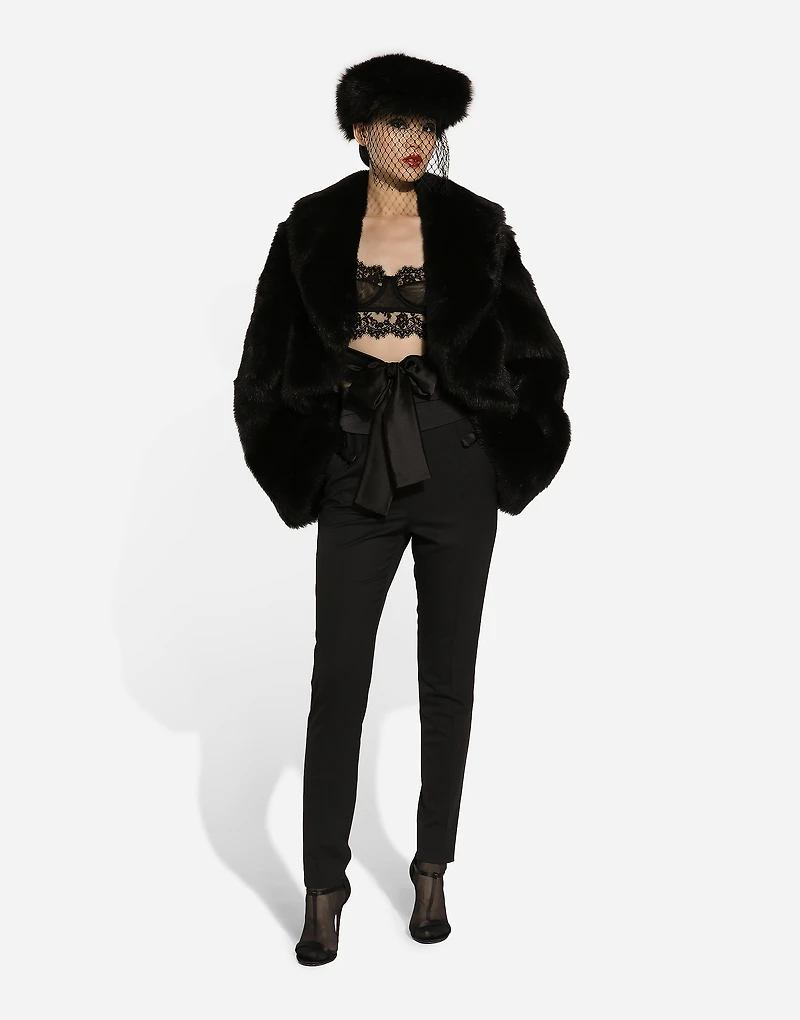 Short lambskin jacket with belt