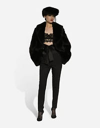 Short lambskin jacket with belt