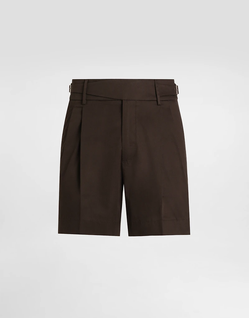 Cotton gabardine shorts with double darts