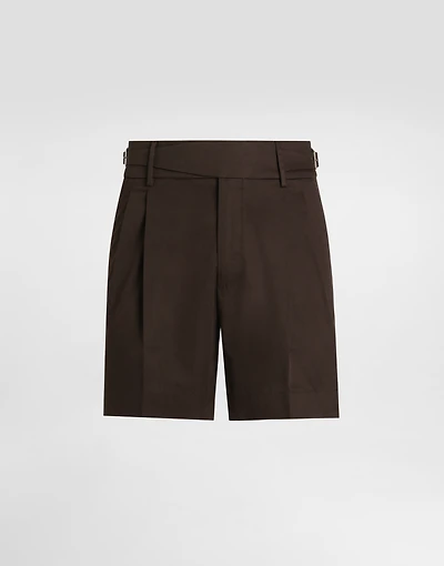 Cotton gabardine shorts with double darts