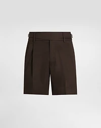 Cotton gabardine shorts with double darts