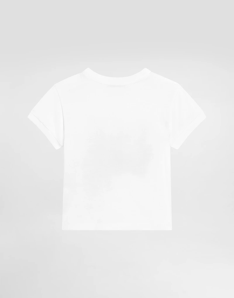 Flower-print short-sleeved jersey t-shirt