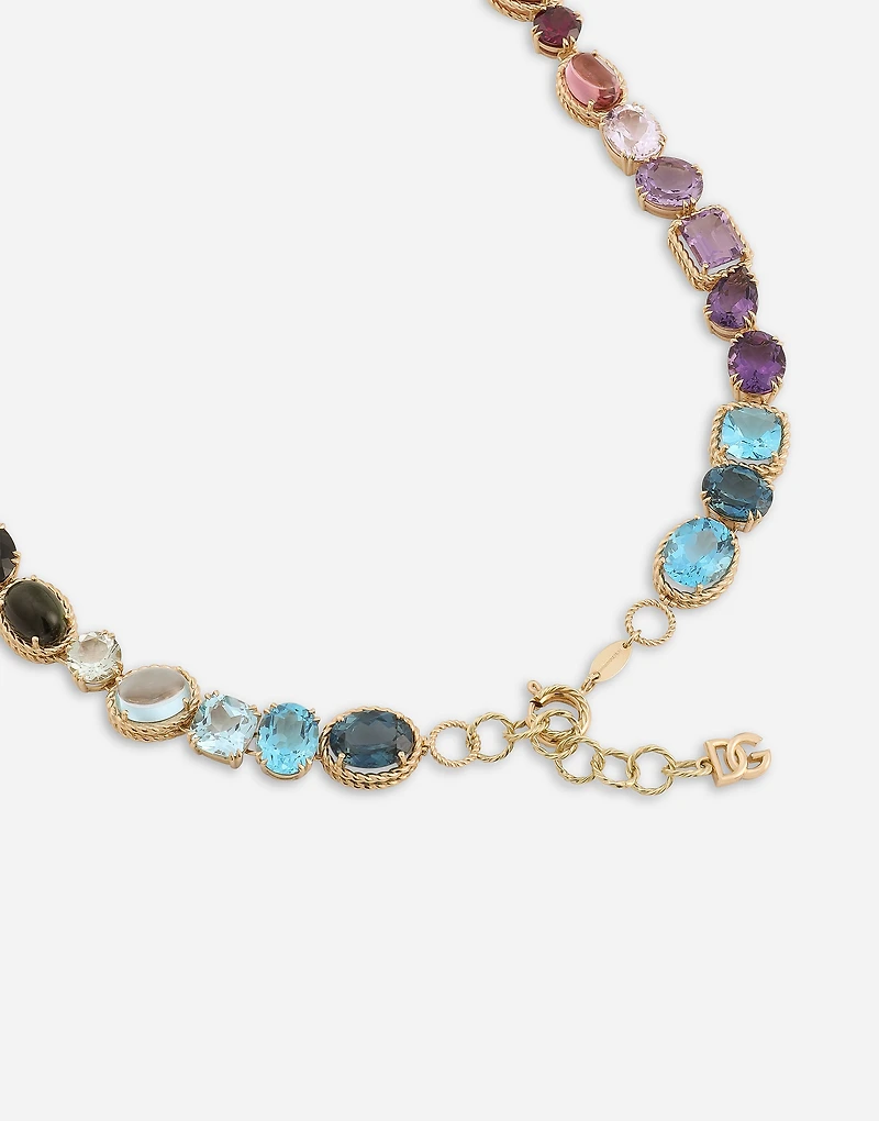 Rainbow Necklace
 18-carat yellow gold and multicolored gems